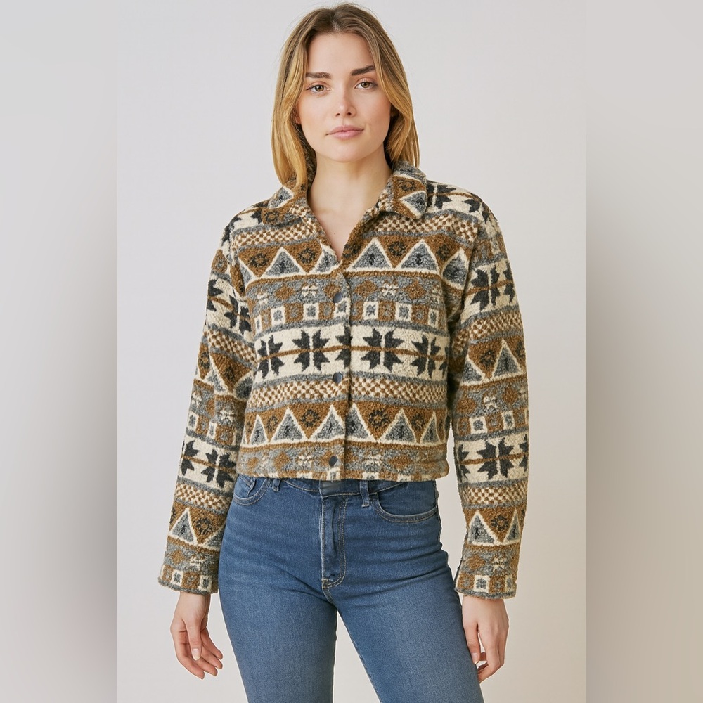 ✨BOGO 1/2 ✨ Vintage PALMETTOS cropped teddy sherpa coat